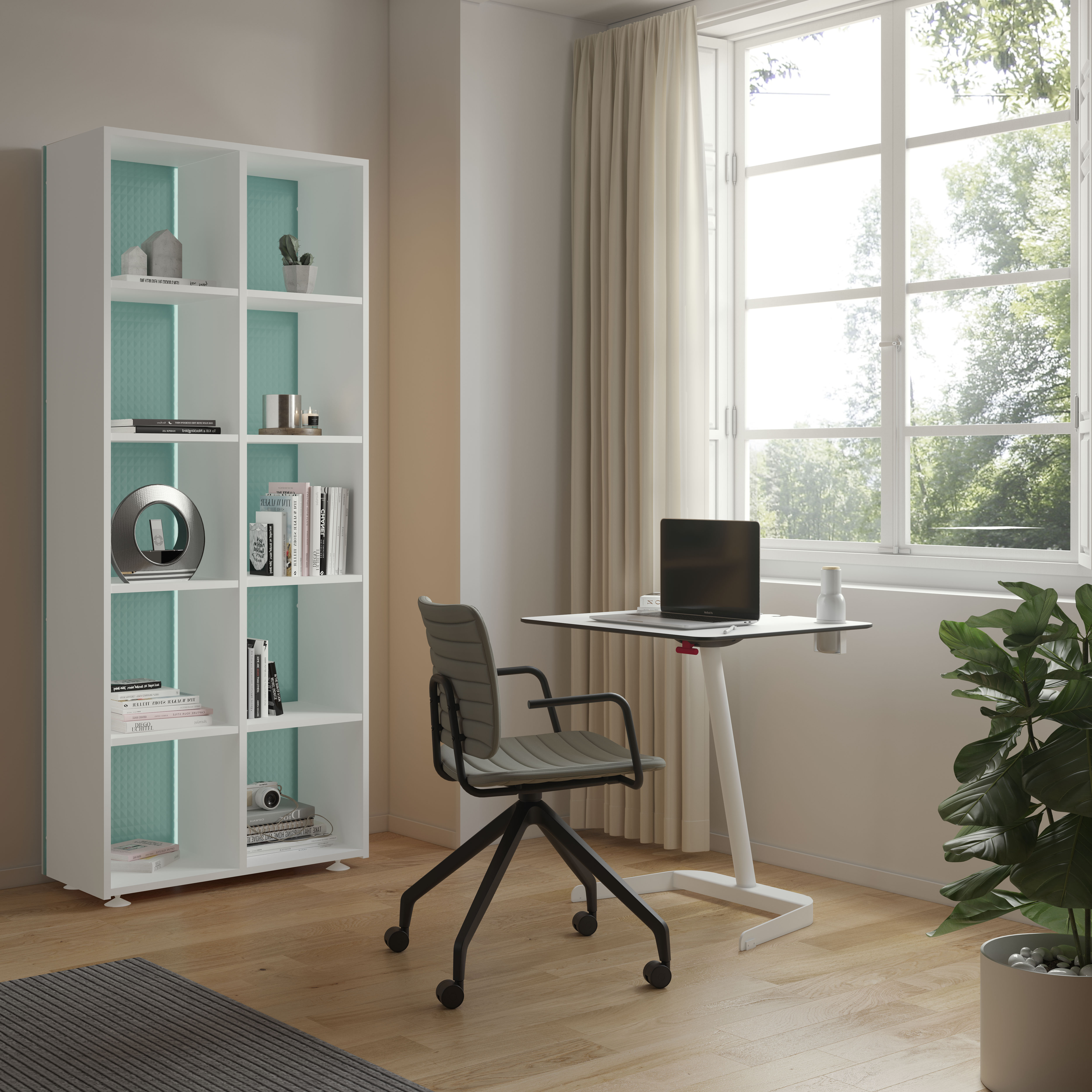 Mobiliario escolar — EMOTABLE ENE21 HOMEOFFICE INDIVIDUAL GENERAL ESTANTERIA BLANCA