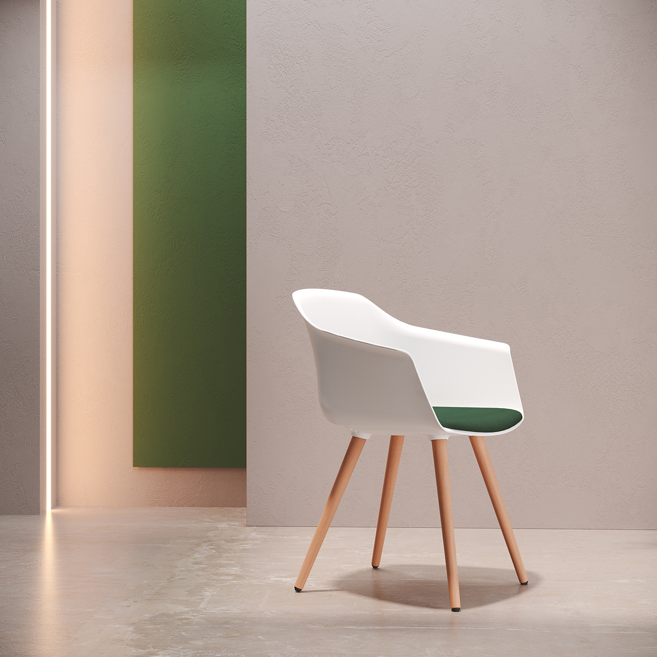 Sillas de colectividades — patas madera verde